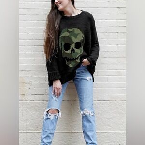 Wooden Ships Camo Skull Chunky Sweater Size M/L